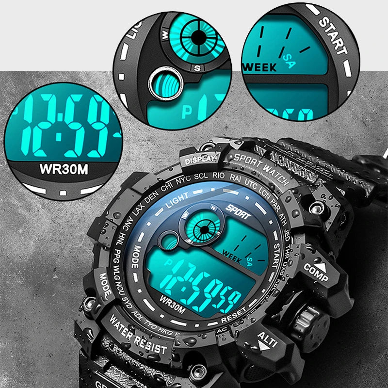 New Men LED Digital Watches Luminous Fashion Sport Waterproof Watches For Man Date Army Military Clock Relogio Masculino