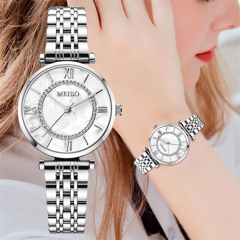 Womens Luxury Crystal Women Bracelet Watches Top Brand Fashion Diamond Ladies Quartz Watch Steel Female Wristwatch